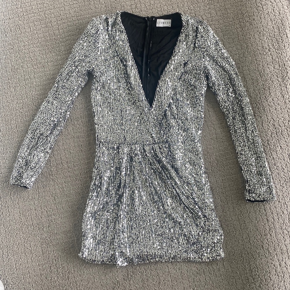 silver sequin wrap dress